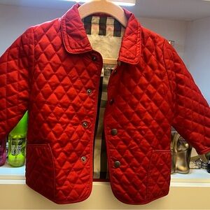 Burberry Red Quilted Kids Puffer Jacket
